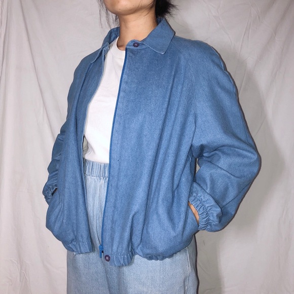 Vintage Carroll Reed Denim Harrington Jacket Sz S- - Picture 2 of 5